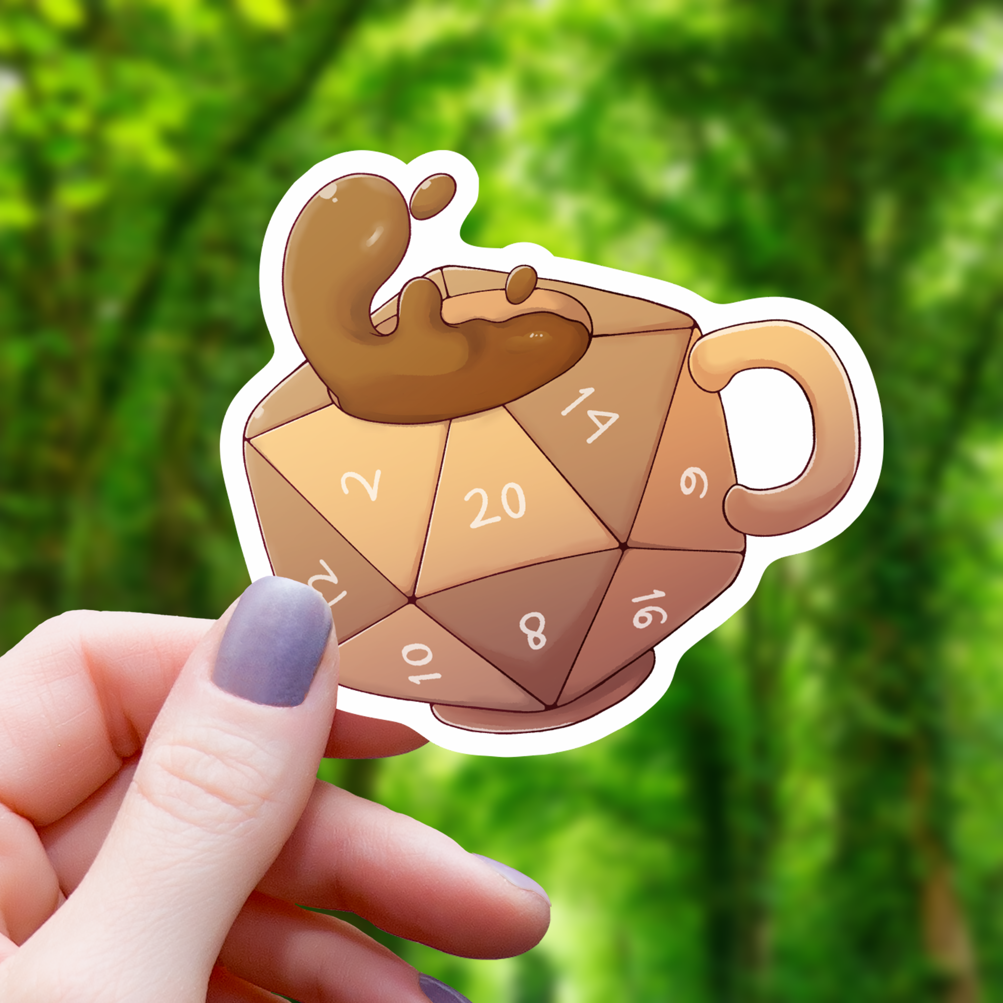Polyhedral Dice Coffee Mug Sticker - 3"