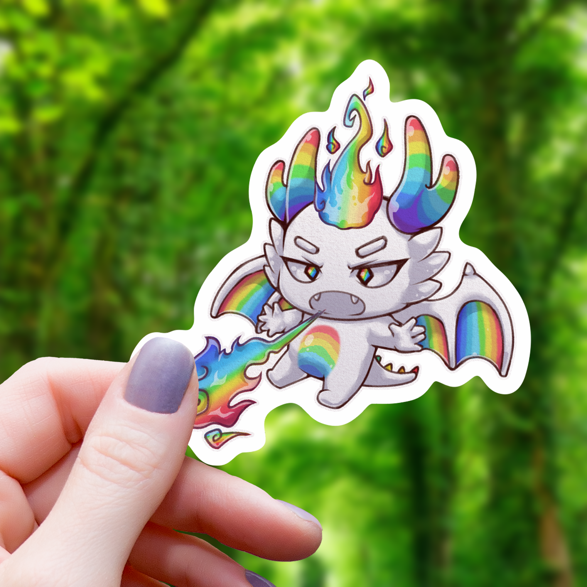 Pride Dragon Breathing Rainbow Sticker - 3"