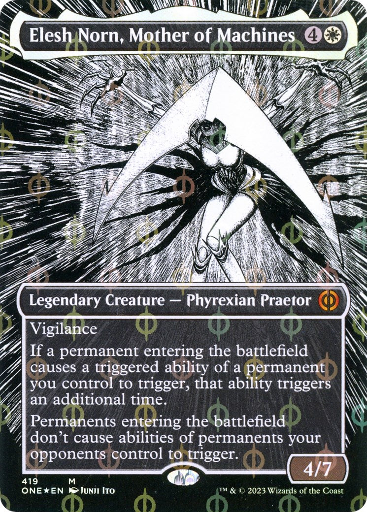 Elesh Norn, Mother of Machines (Borderless) (Step-and-Compleat Foil)