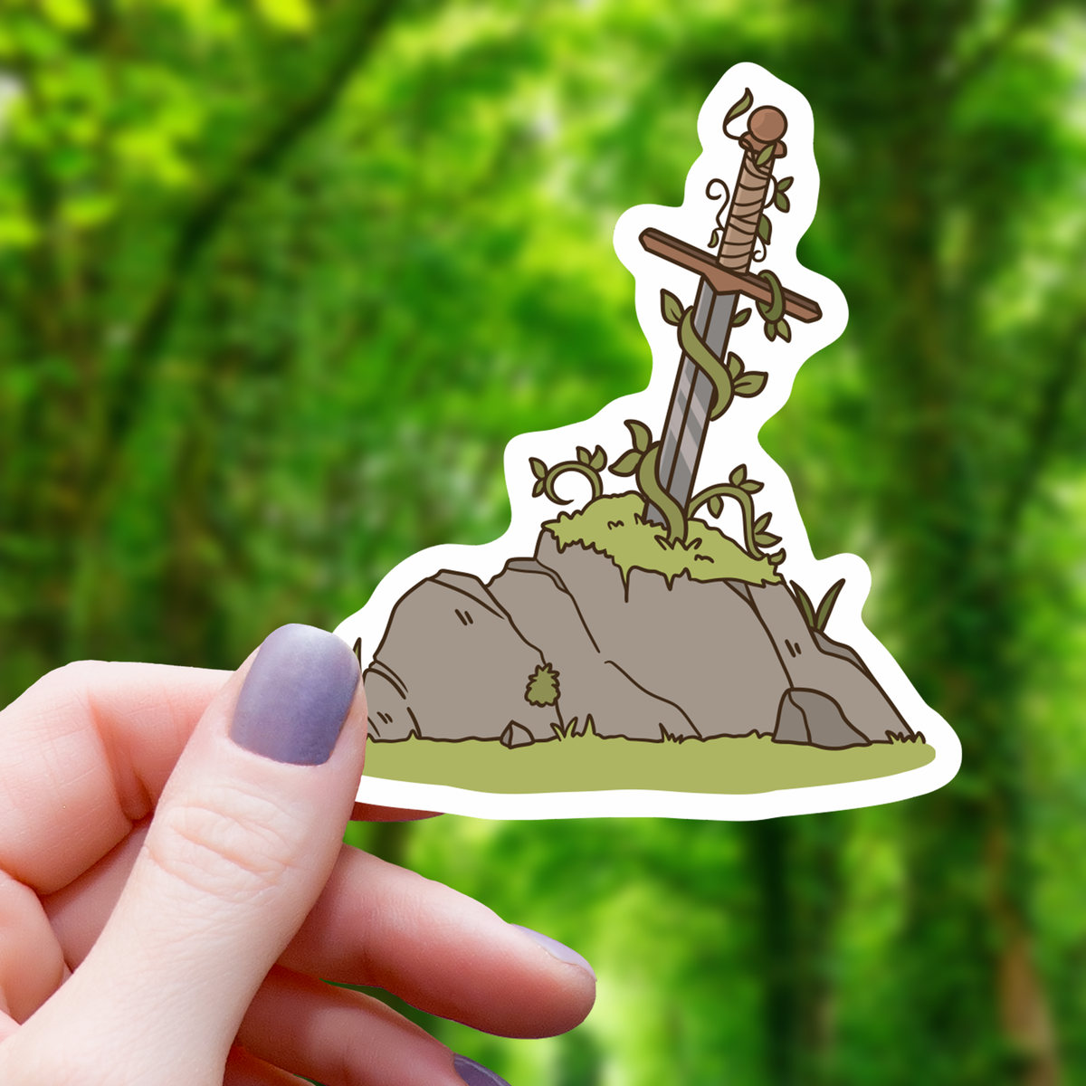Mossy Sword In Stone Sticker - 3"