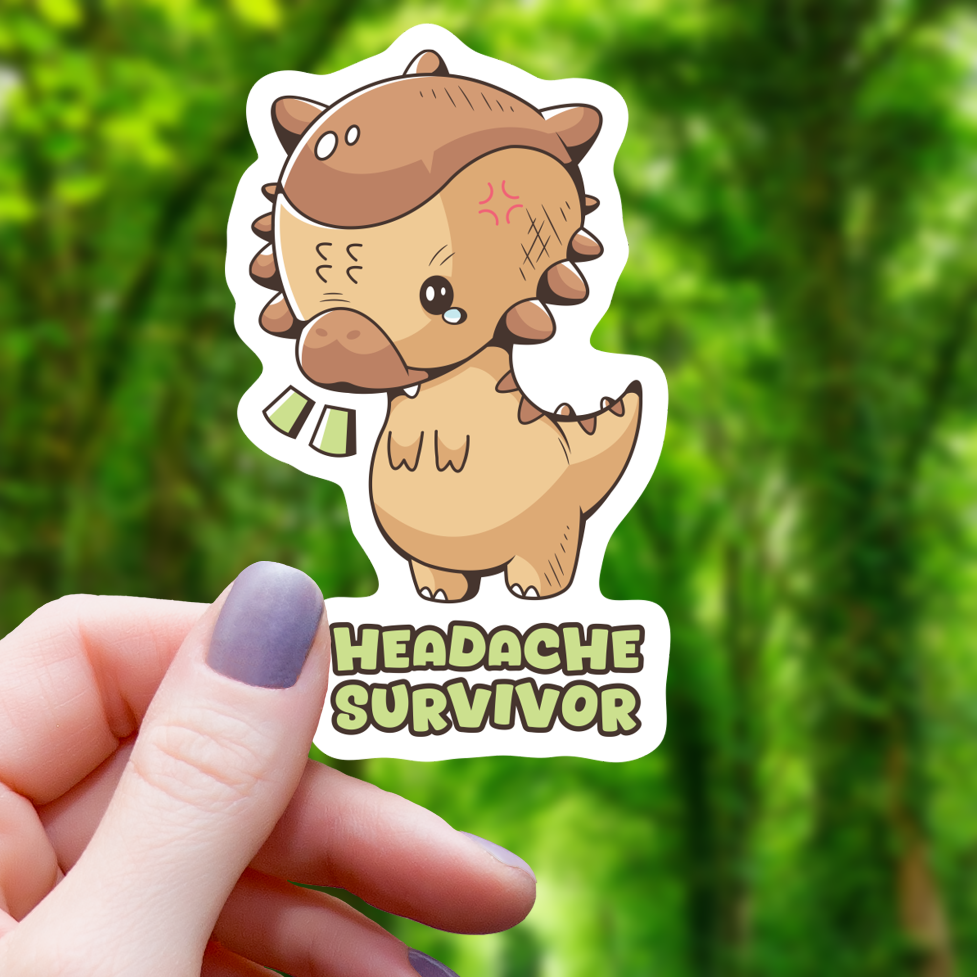 Headache Survivor Dinosaur Funny Sticker - 3"