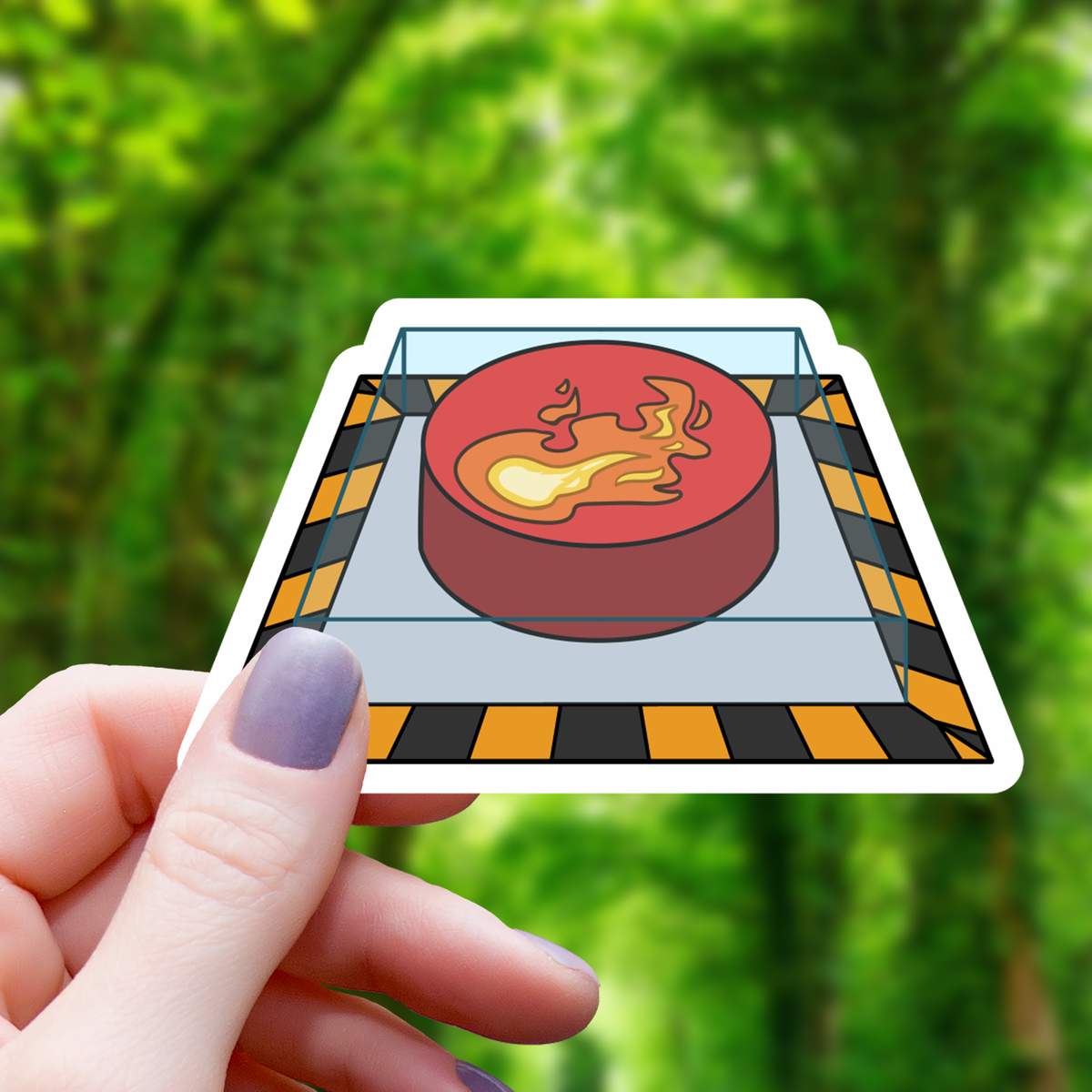Fireball Emergency Button Sticker - 3"