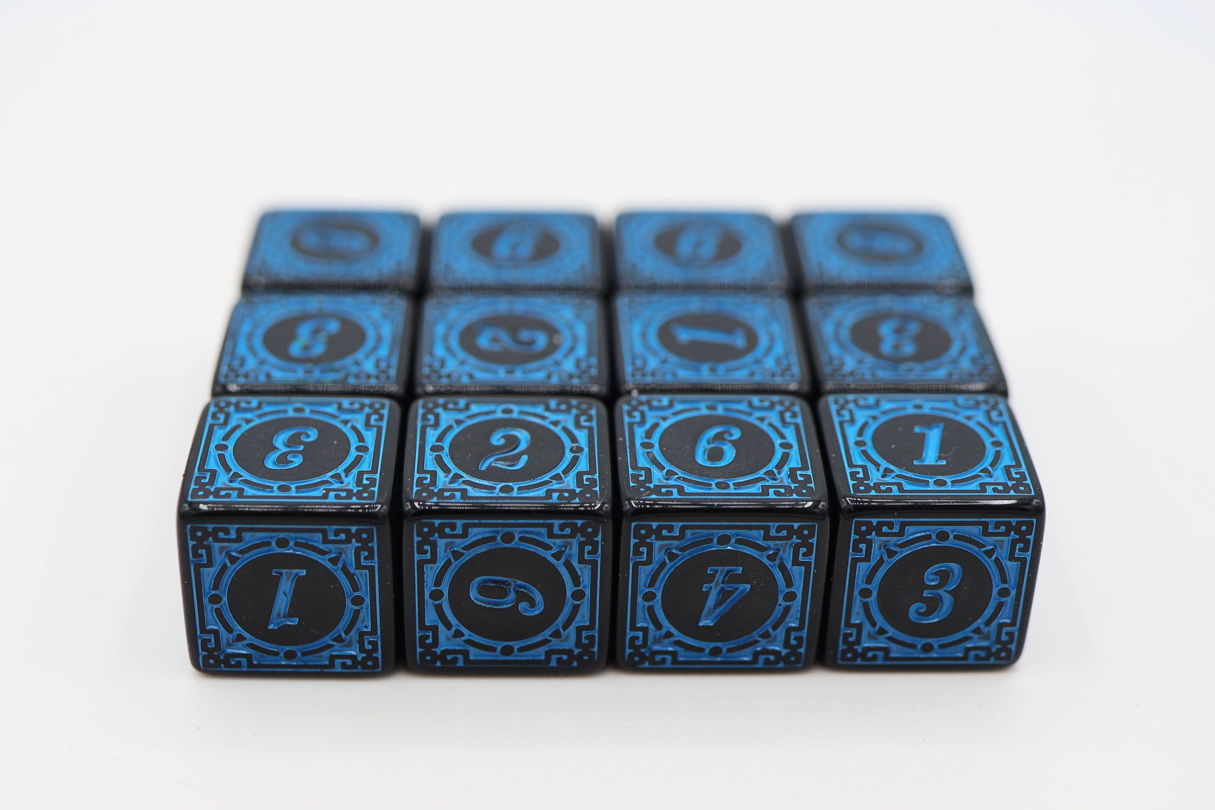 12 piece D6s - Magic Burst Blue
