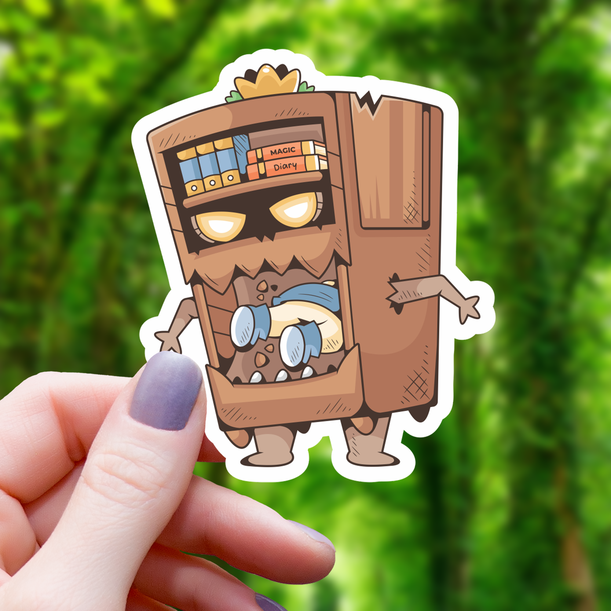 Bookcase Mimic Monster Sticker - 3"