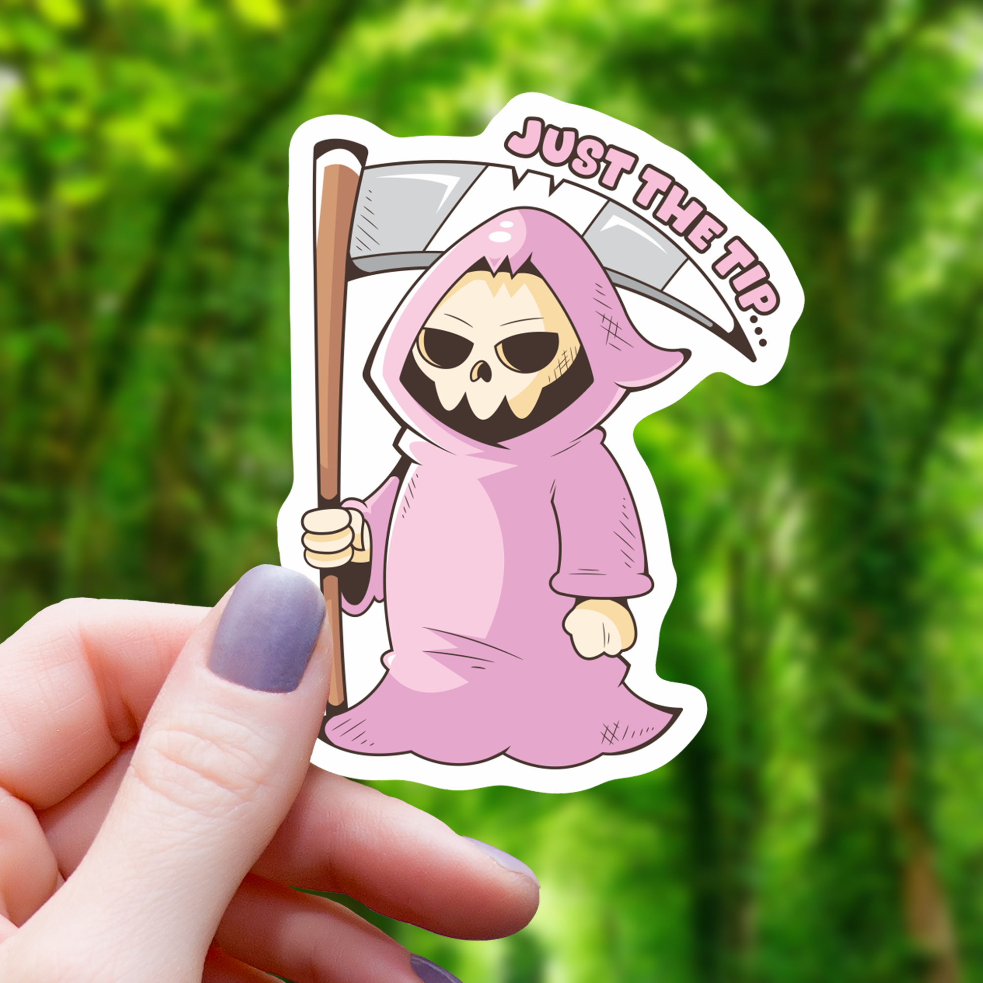 Just The Tip Funny Grim Reaper Sticker - 3"