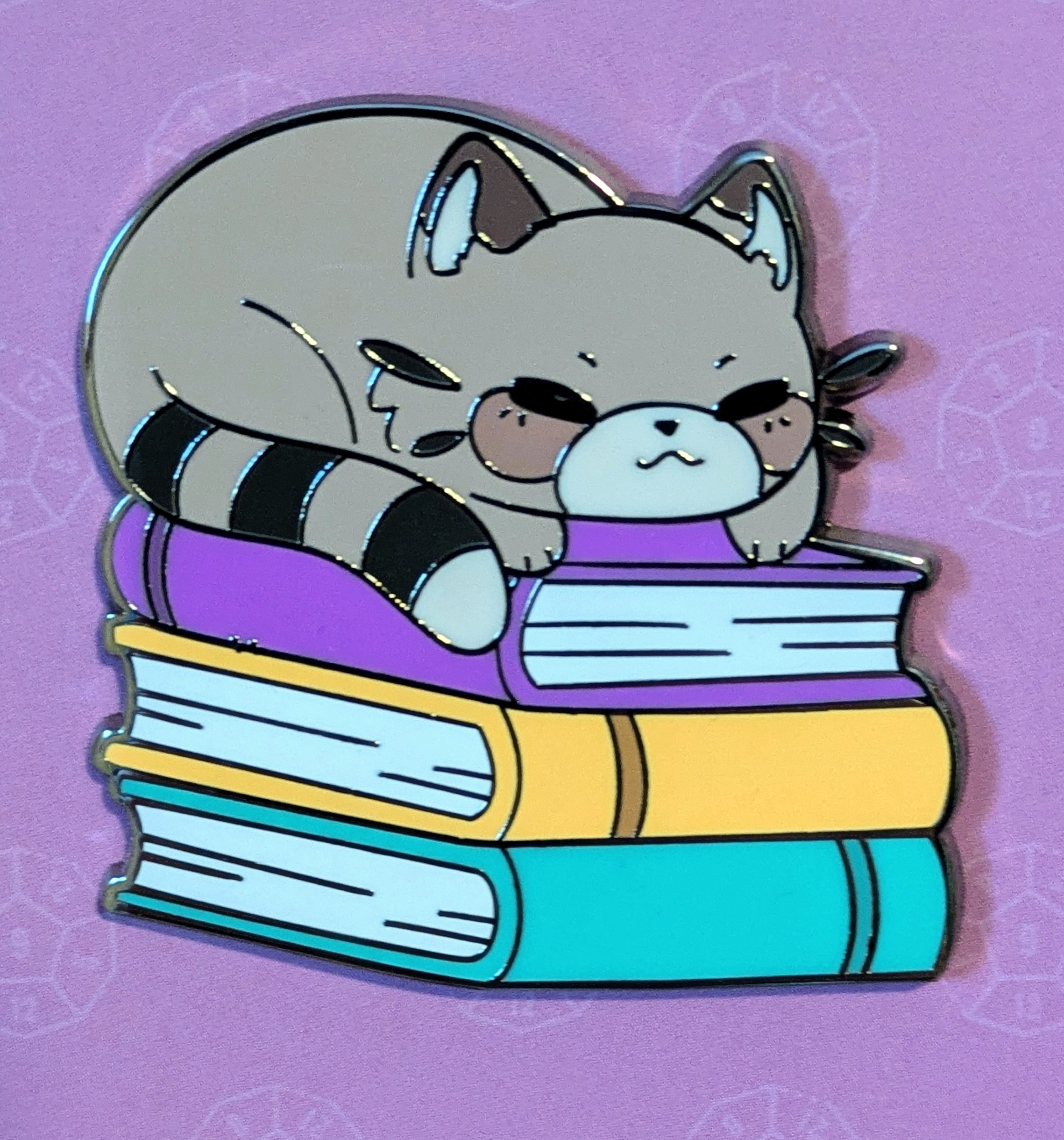 Cat On Pile of Books Hard Enamel Pin -1.5"