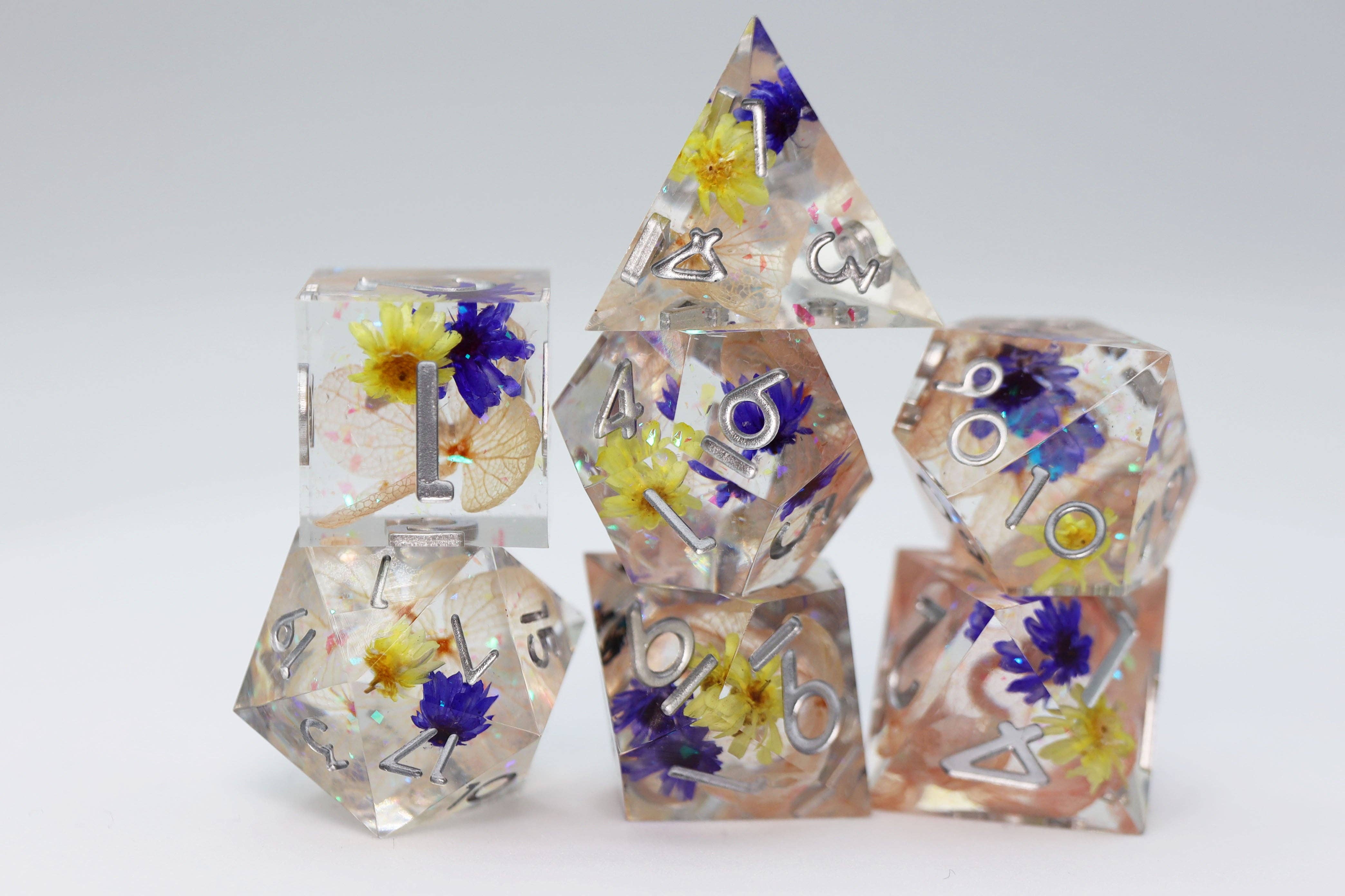 Sharp Edge Resin RPG Dice Set - Wildflower Meadow
