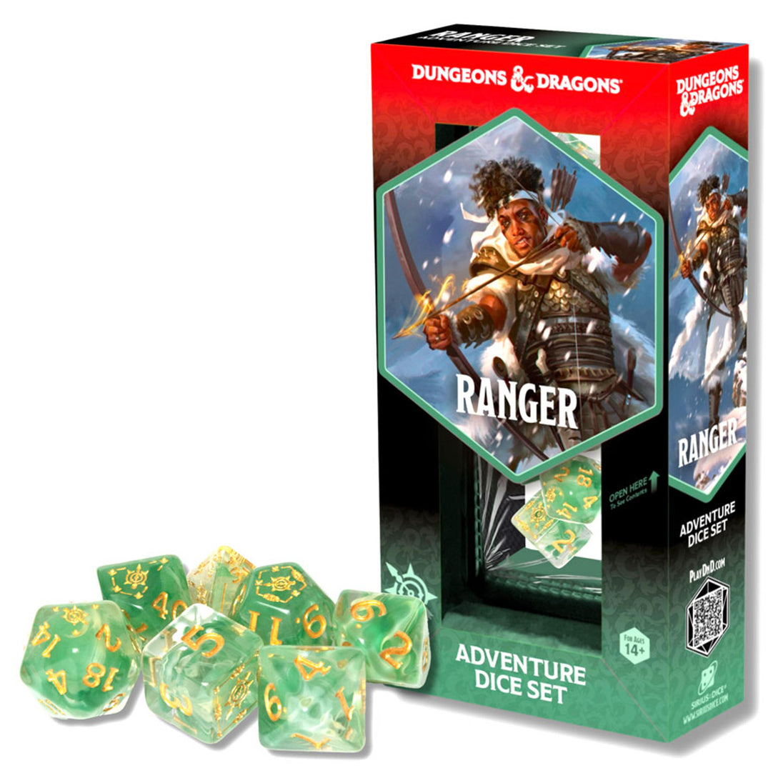 Melee Ranger Dice Set D&D Adventure Dice: Ranger (White / Green)